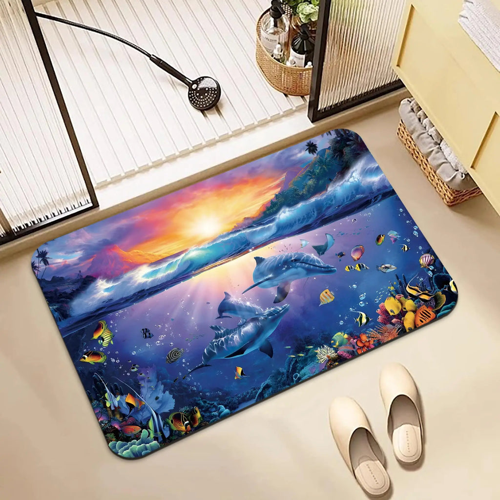 Anti-slip Water-absorbent Eco-Friendly Soft Rubber Bathroom Floor Mat Door Mat for Home Hotel Kitchen