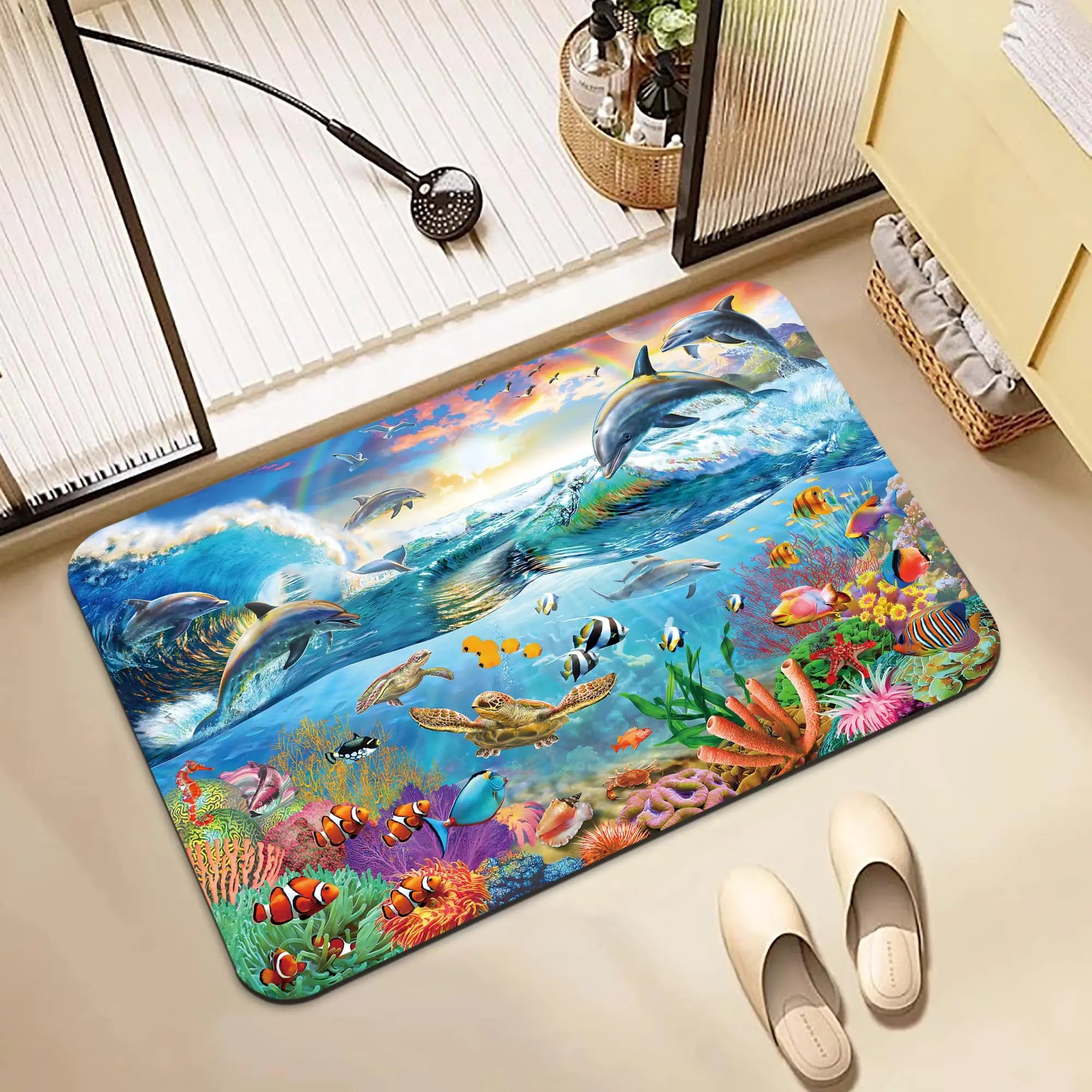 Anti-slip Water-absorbent Eco-Friendly Soft Rubber Bathroom Floor Mat Door Mat for Home Hotel Kitchen