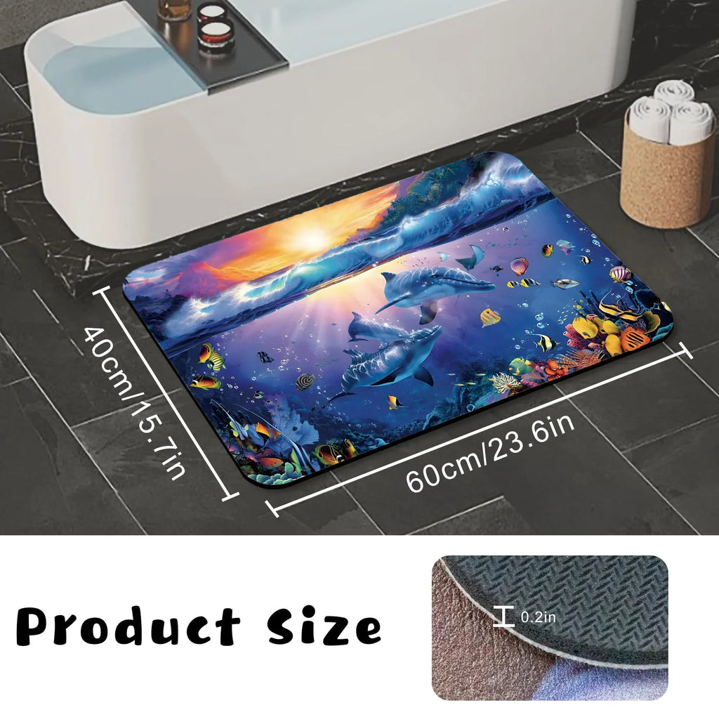 Anti-slip Water-absorbent Eco-Friendly Soft Rubber Bathroom Floor Mat Door Mat for Home Hotel Kitchen