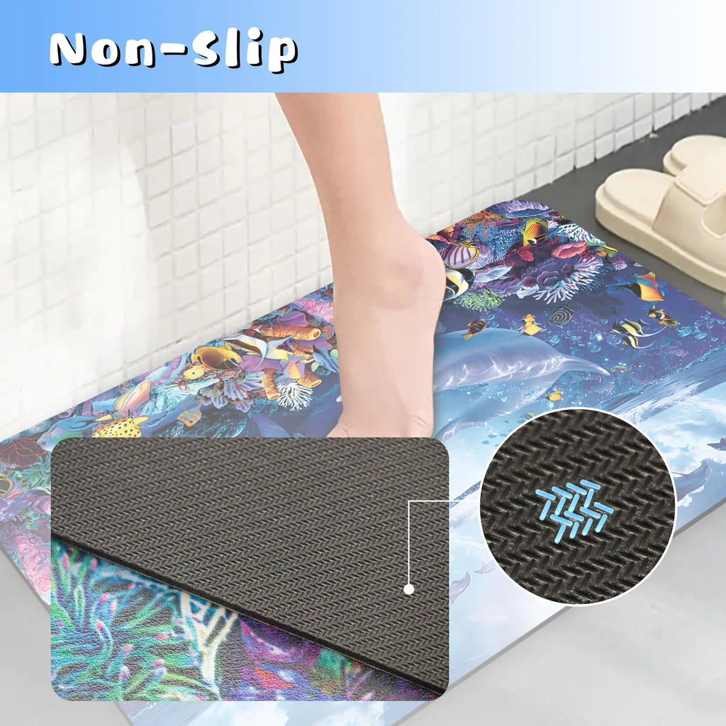 Anti-slip Water-absorbent Eco-Friendly Soft Rubber Bathroom Floor Mat Door Mat for Home Hotel Kitchen