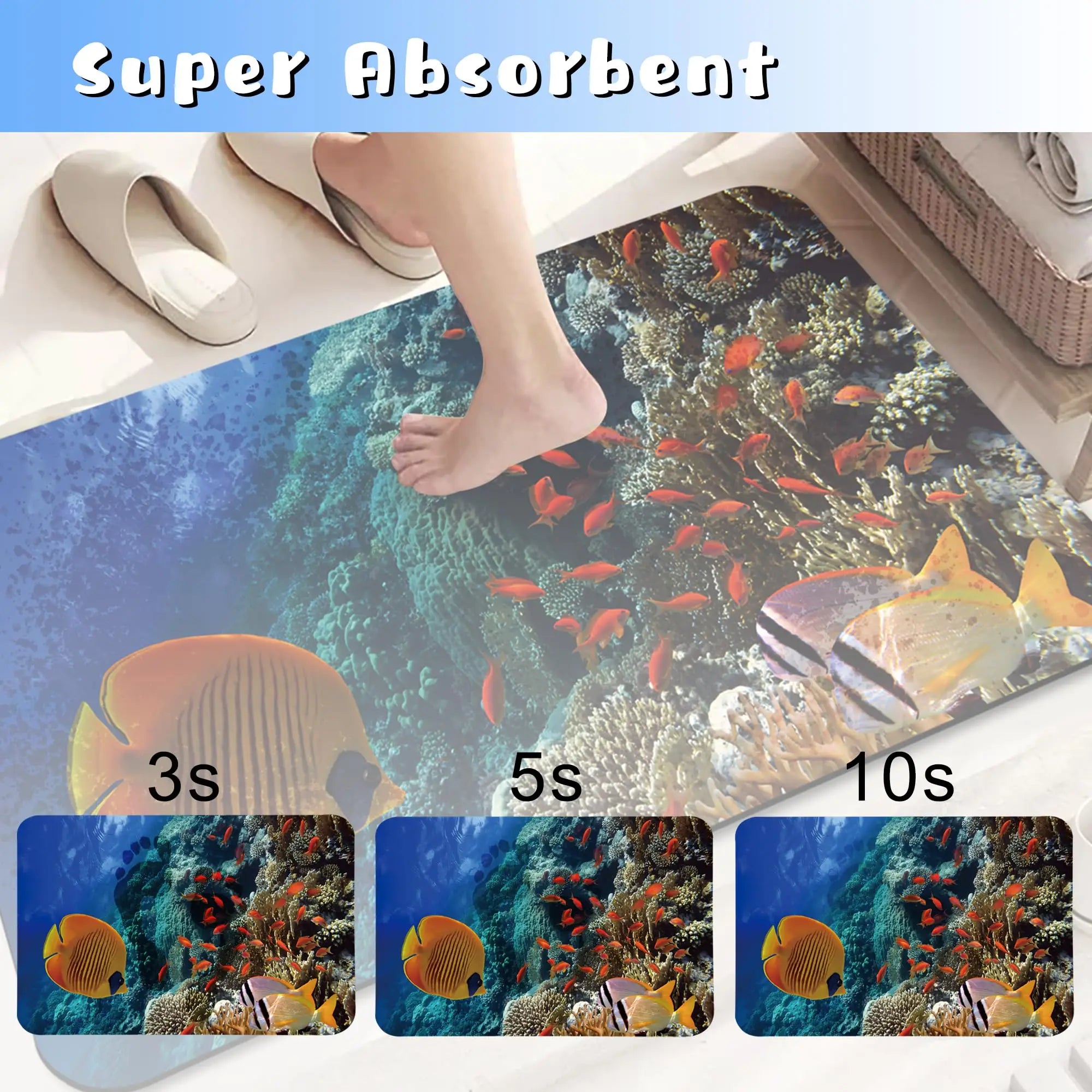 Anti-slip Water-absorbent Eco-Friendly Soft Rubber Bathroom Floor Mat Door Mat for Home Hotel Kitchen